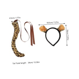 BESPORTBLE Leopard Costume Set with Ear Headband and Tail for Parties Cosplay and Stage Performances Soft Secure Clip Design for Adults and Cute Animal Ears and Tail Prop