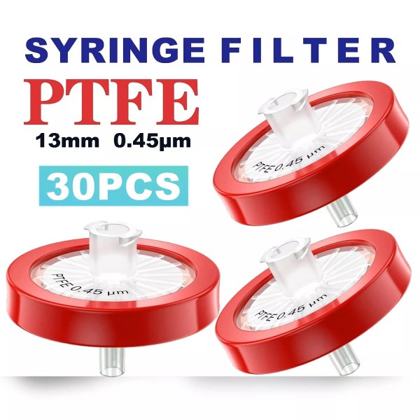 Simpure 30pcs Syringe Filter Hydrophobic PTFE Membrane 0.45μm,13mm,Di