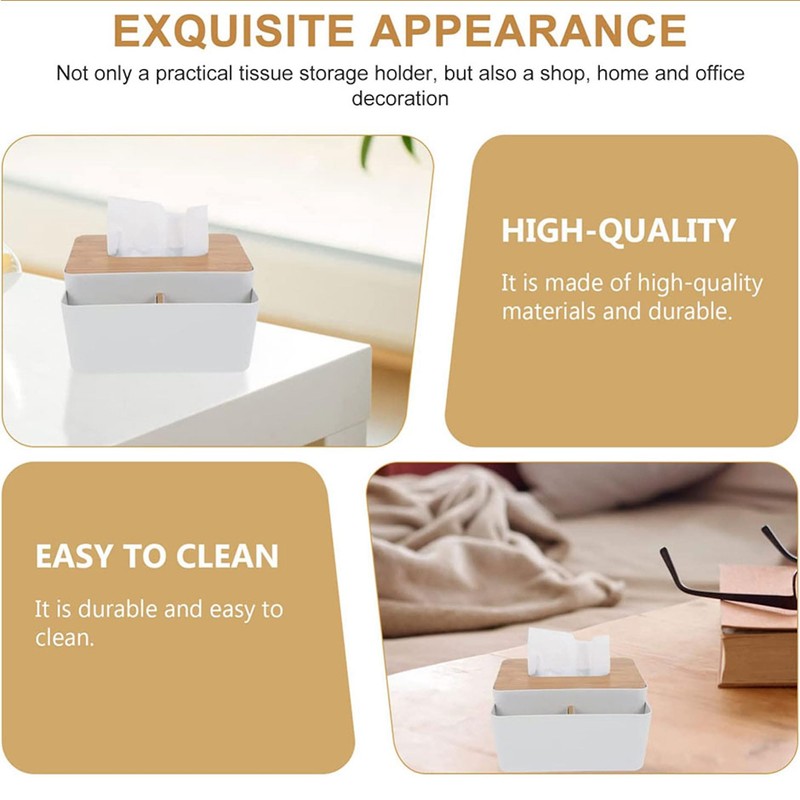 Rectangular Tissue Box Holder, Multifunction Facial Tissue Dispenser for Dining