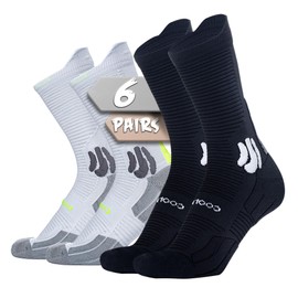 BRISIRA Coolmax Bamboo Viscose Compression Running Socks Men Women for Summer Hiking Athletic Tennis Moisture Wicking Anti-Blister Cooling Crew 3 Pack