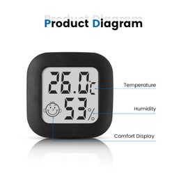 Digital Hygrometer Indoor Mini Thermometer Thermo-Hygrometer with High Accuracy, Temperature and Humidity Meter Hydrometer Moisture Digital for Baby Room, Living Room, Office