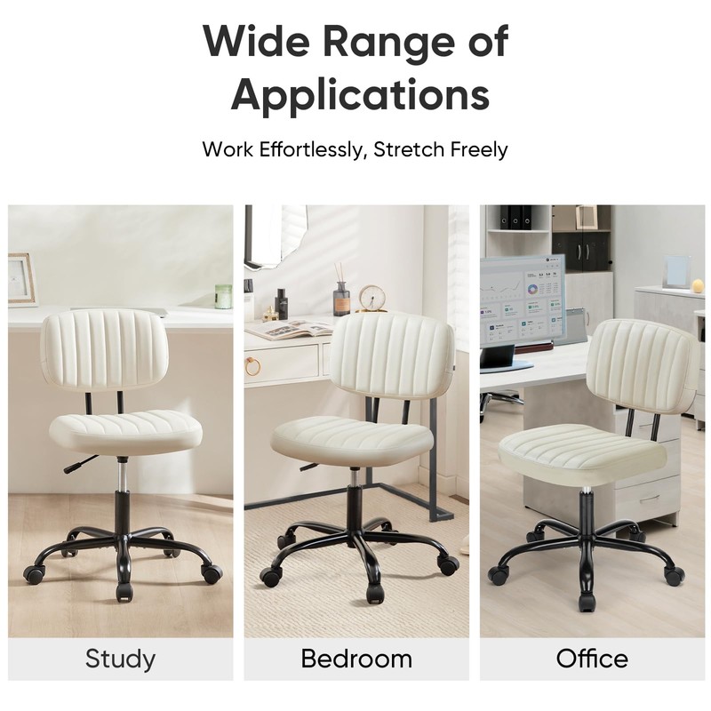 DUMOS Small Armless Home Desk Chair with Low Back Lumbar