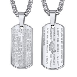 U7 Lords Prayer Christian Necklace Stainless Steel Matthew 6:9-13 Dog Tag Pendant for Men Women