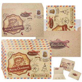 5 Pack Vintage Christmas Greeting Cards Christmas Postcard 6 x 4" Santa Claus Reprint Antique Postcard Set Retro Christmas Cards with Kraft Envelopes Blank Christmas Greetings Holiday Cheer for