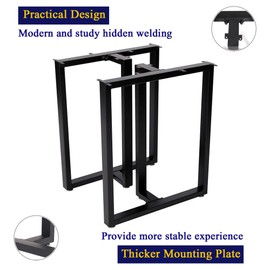 Metal Table Legs 28 Inch Heavy Duty T Shape Metal Desk Legs Set of 2 Industrial Modern Black Table Legs(28" H X24''W)