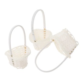 3pcs Decorative Flower Storage Baskets Pastoral Style Woven Rattan Holders for Fresh Dried Flowers Multi-functional Home Decor for Living Room