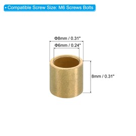 PATIKIL M6 Brass Spacers, 12 Pcs Metal Spacer Brass 6mm ID x 8mm OD x 8mm L Brass Spacers Screw Standoff for 1/4inch or M6 Screw Bolts