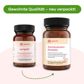 Apriwell Intestinal Culture Complex - Fructose Free - 5 Lactic Acid Bacteria & Bifidobacteria - With Biotin for the Mucous membrane - Gastric Juice Resistant - Without Inulin - 60 Vegan Capsules