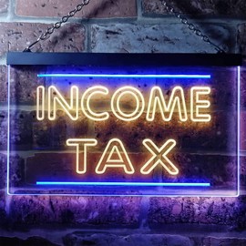 Income Tax Services Display Dual Color LED Neon Sign Blue & Yellow 12" x 8.5" st6s32-i0430-by