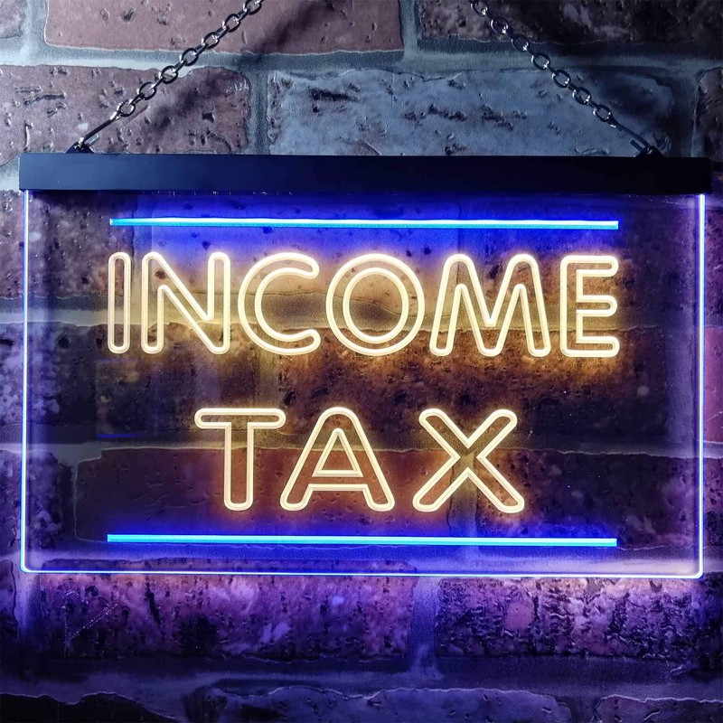 Income Tax Services Display Dual Color LED Neon Sign Blue
