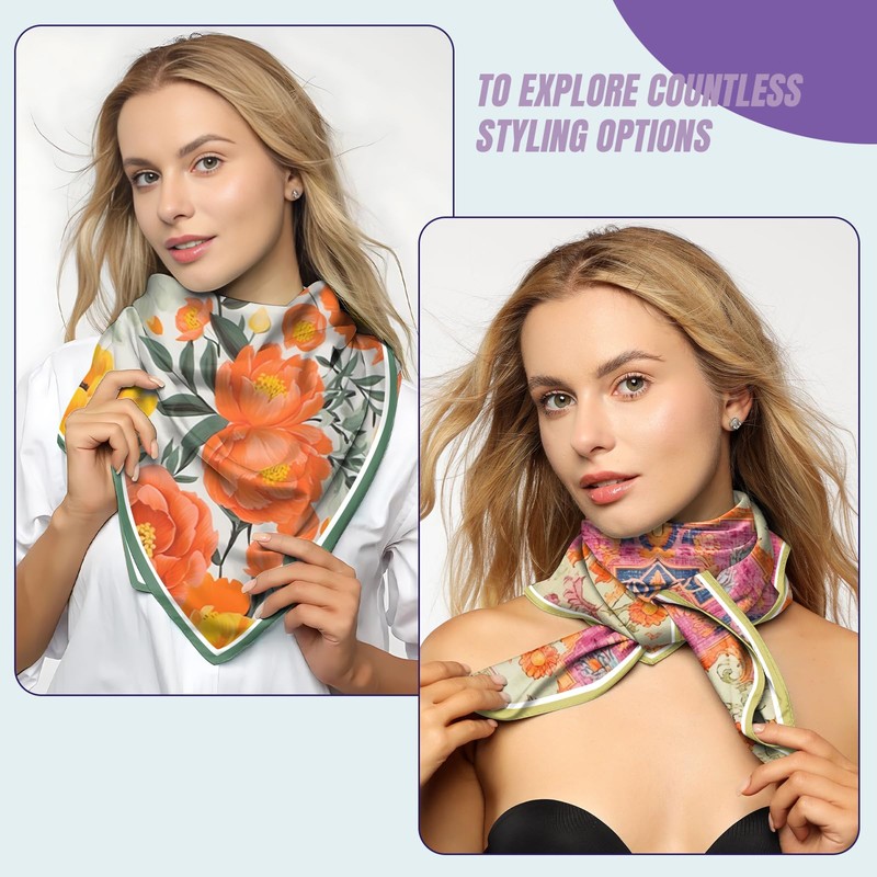 Zewurtuw 2PCS Scarf Silk Feeling Satin Head Hair Wrap Lightweight