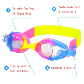 Kids Swim Goggles, Waterproof Anti Fog Swimming Goggles (B)