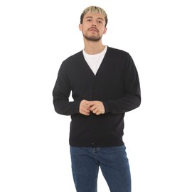 Brooklyn Imports LTD Mens Classic Plain Cardigan Button Close Long Sleeve in Navy & Black