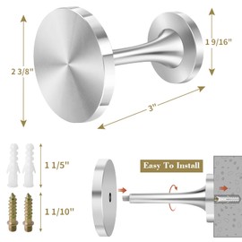 Curtain Holdbacks, Curtain Tiebacks Hooks Wall Mounted Drapery Holdbacks Curtain Pullbacks Medallion Round Curtain Holders for Wall with Screws, 2 Pack (Chrome Silver)