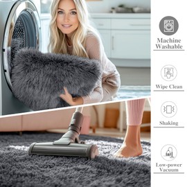 OLANLY 8x10 Machine Washable Large Area Rugs for Living Room, Bedroom, Soft Fluffy Shaggy Bedside Rug, Indoor Floor Carpet for Kids Girls and Boys, Dorms, Nursery, Home Decor Aesthetic, Grey
