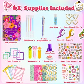 ZapWhiz DIY Journal Kit for Girls, Journal Set for Teen Girls Gifts, Daily & Scrapbook Supplies Kit, Journaling Art Crafts for Girls 8-12, Birthday Gifts for 7 8 9 10 11 12 Year Old Girl