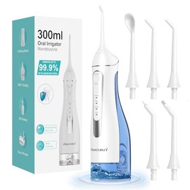 Water Dental Flossers for Teeth, 300ML Cordless Portable Electric Water Flosser, 4 Modes Oral Irrigator, Waterproof Rechargeable Water Floss for Deep Cleaning, Plaque Remover,Braces Home Travel Use
