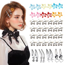 46pcs Star Snap Hair Clips, Y2K Star-Shaped Hair Clips, Non-Slip Metal Hair Barrettes with Pendant Cute Hair Pins Hairclips Headpiece Hair Accessories for Women