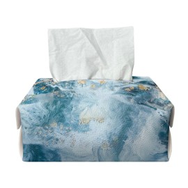 Gongbawa Marble Tissue Box Cover for Kids Leather Rectangle Tissue Holder Dispenser Waterproof Tissue Storage Box Organizer for Bathroom Decorative Tissue Container