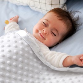 Pro Goleem Baby Soft Minky Dot Blanket with Silky Satin Backing Gift for Boys and Girls (White, 30’’ x 40’’)
