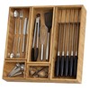 KOCWELL Bamboo Silverware Drawer Organizer with Knife Block, 5 Removable