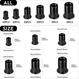 150 Piece Pull Rivet Nuts Carbon Steel Set, Rivet Nuts Assortment M3 M4 M5 M6 M8 M10 Blind Rivet Nuts, Fastening Rivet Nuts Set, Retractable Nuts Rivet Set