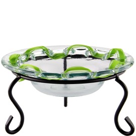 Couronne Company Ribbon Recycled Glass Bowl & Metal Stand, 8", Clear, 1 Piece