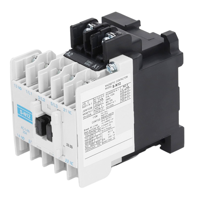 AC Contactor High Sensitivity Industrial Electric Magnetic 20A 3 Pole