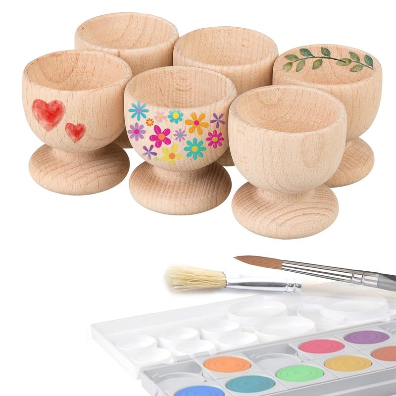 Nicear Set Of 6 Wooden Egg Cups Egg Cups For