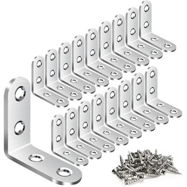 Dazone 20PCS L Bracket Stainless Steel Corner Brace 1.57x1.57 Inch, 90 Degree Corner Fastener for Wood Furniture