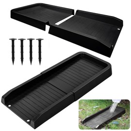 NamcheBarwa Downspout Splash Block,Gutter Splash Guard for Rain Water Drainage,24" Fixable Downspout Extensions with 2 Fixing PP Nails (2 Pack-Black)