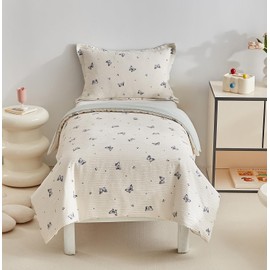 DuShow Butterfly Toddler Duvet Cover Set, Toddler Bedding Set For Girls and Boys,Soft Textured Cot Bed Duvet Cover Set for All Seasons-120 x 150 cm