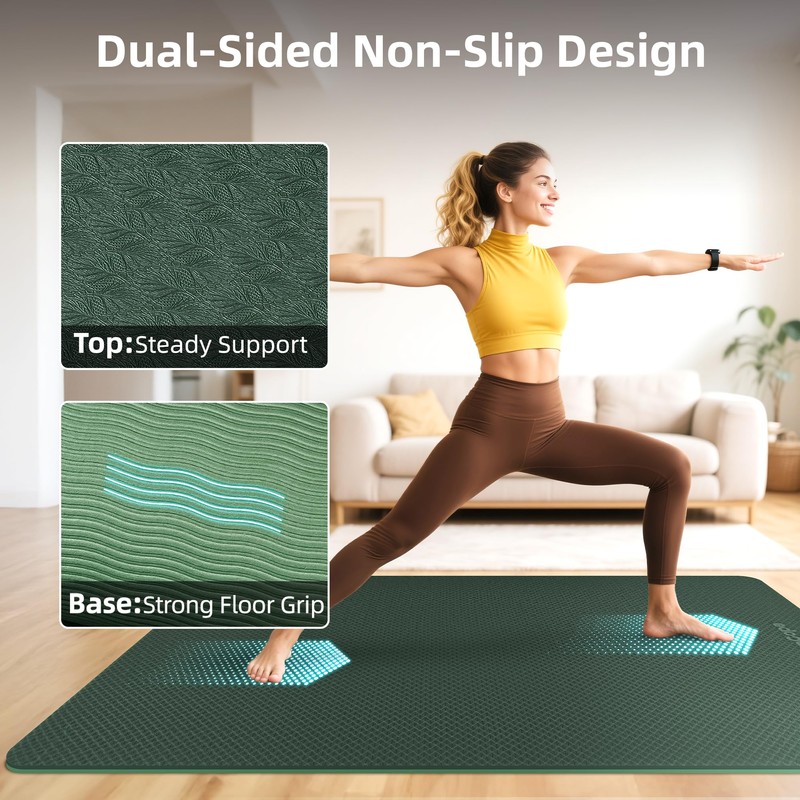 GymCope Extra Large Yoga Mat – 72"x48" or 78"x57", Non-Slip