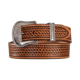 Justin Men's Bronco Basketweave Leather Belt Tan 46