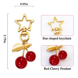 WXCATIM Cherry Keychain Cherry Bag Charm Purse Charms For Handbags 2Pcs Kawaii Accessories Cute Charms For Keychains Gifts For Women