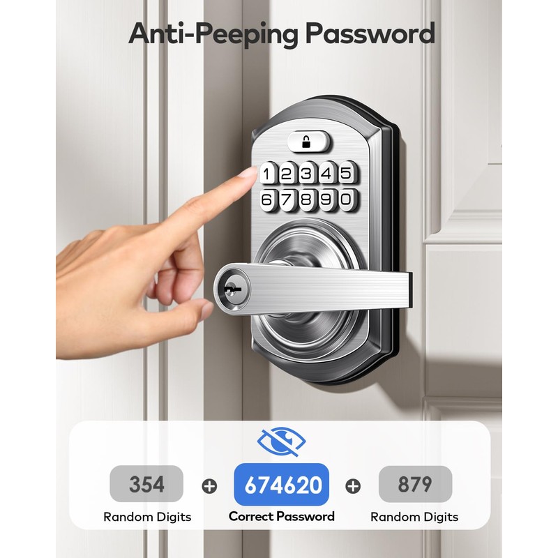 TEEHO Keypad Door Lock with Handle: Keyless Entry Door Lock