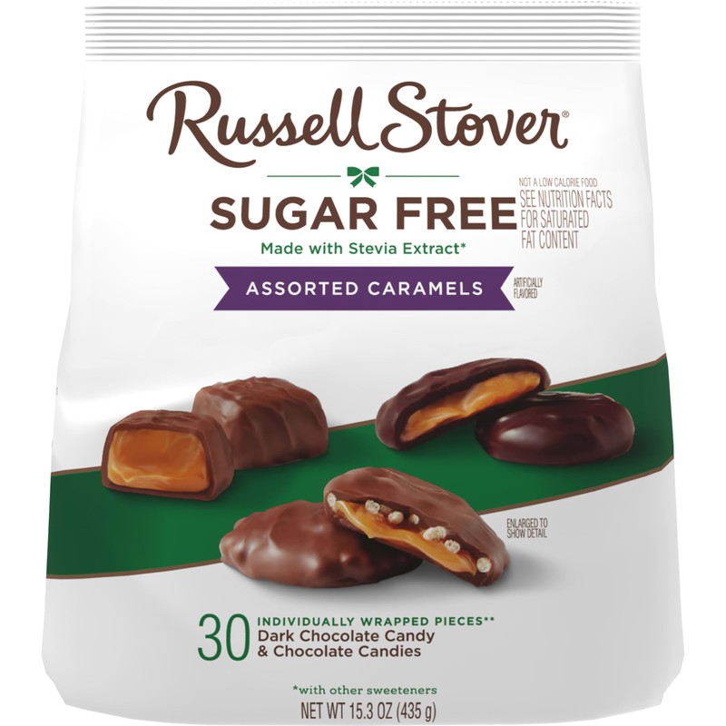 RUSSELL STOVER Sugar Free Assorted Caramels in Chocolate Candy, 15.3