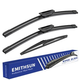 EMITHSUN® Windshield Wipers Replacement for Smart Fortwo 2-Door 2018 2017 2016 2015 2014 Premium All Weather Front Rear Wiper Blades Set - OEM Quality (Pack of 3)