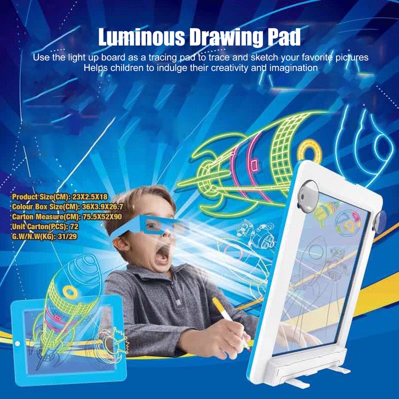 3D Luminous Drawing Board Shark Type 3D Luminous Magic Drawing