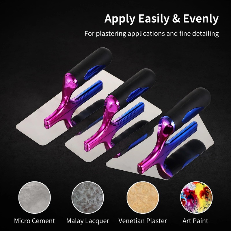 yeesport 3 PCS Stainless Steel Plaster Trowels, Drywall Trowel, Ergonomic