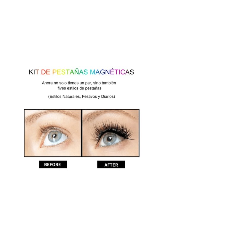 Kit de 10 pestañas con delineador de ojos LabG RT486