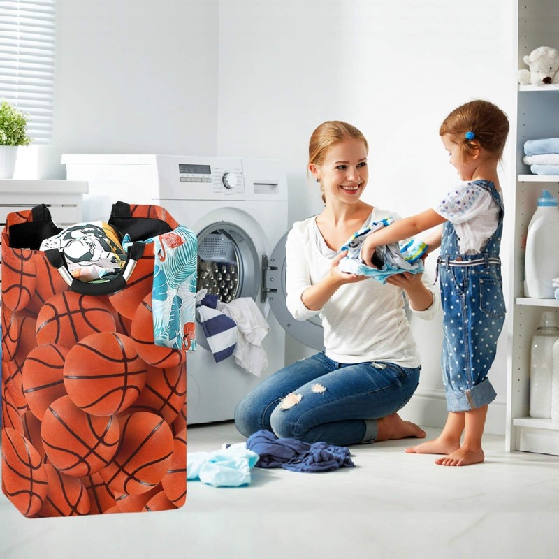 visesunny Fashion Basketball 3D Print Large Capacity Laundry Hamper Water-Resistant