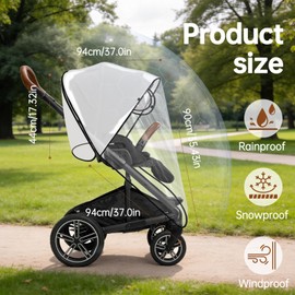 Stroller Rain Cover Compatible with Nuna Stroller, Universal Waterproof Windproof Plastic Stroller Cover for Rain and Snow, Breathable Baby Stroller Weather Shield for Nuna & Most Standard Strollers
