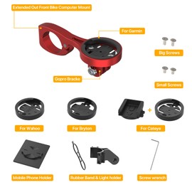 Aero Bars Mount - Garmin Bike Computer Mount for Garmin Edge, Compatible with Bike GPS Computer,Wahoo,Bryton,Cateye,GoPro Full Range and Flashlight (Red)