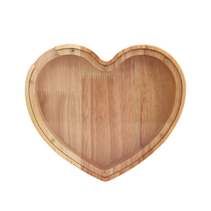 Heart Shaped Storage Box Transparent Acrylic Panel Wooden Display Case