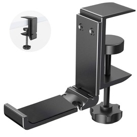 Temptight - Soporte de aluminio para auriculares plegable con organizador de cables, soporte para auriculares, gancho de computadora antideslizante para ahorrar espacio, soporte universal para