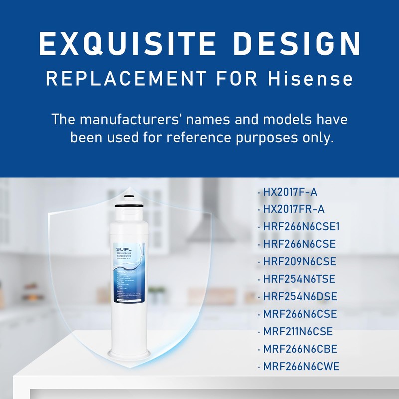Suifl HX2017FR-A/HX2017F-A Water Filter, Compatible with Hisense HRF266N6CSE1, HRF266N6CSE, HRF209N6CSE,