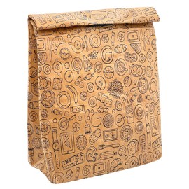 MIK funshopping Lunch Bag, Brown Lunch Bag Insulated Cold or Warm Cooler Bag with Velcro Fastening Thermal Bag (Lunch Allover)