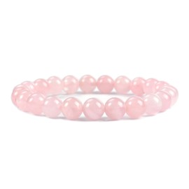 Cherry Tree Collection - Small, Medium, Large Sizes - Gemstone Beaded Bracelets For Women and Men - 8mm Round Beads (Madagascar Rose Quartz - Large)