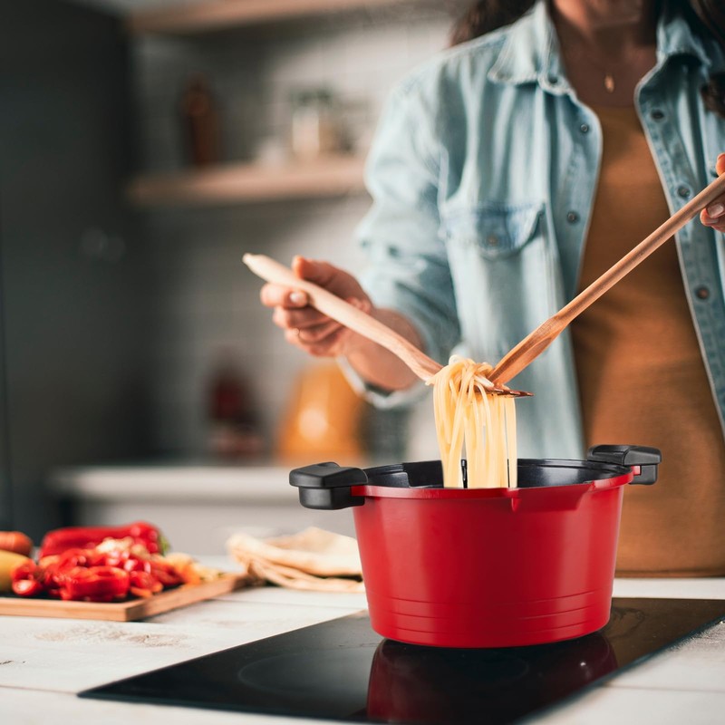 5qt Pasta Pot with Strainer Lid, Cast Aluminum Stockpot Multipot,